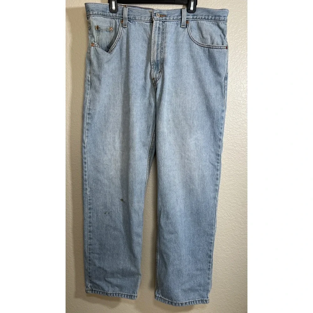 Levis 505 Jeans Mens 40x30 Light Blue Denim Pants Regular Fit  Y2K Retro